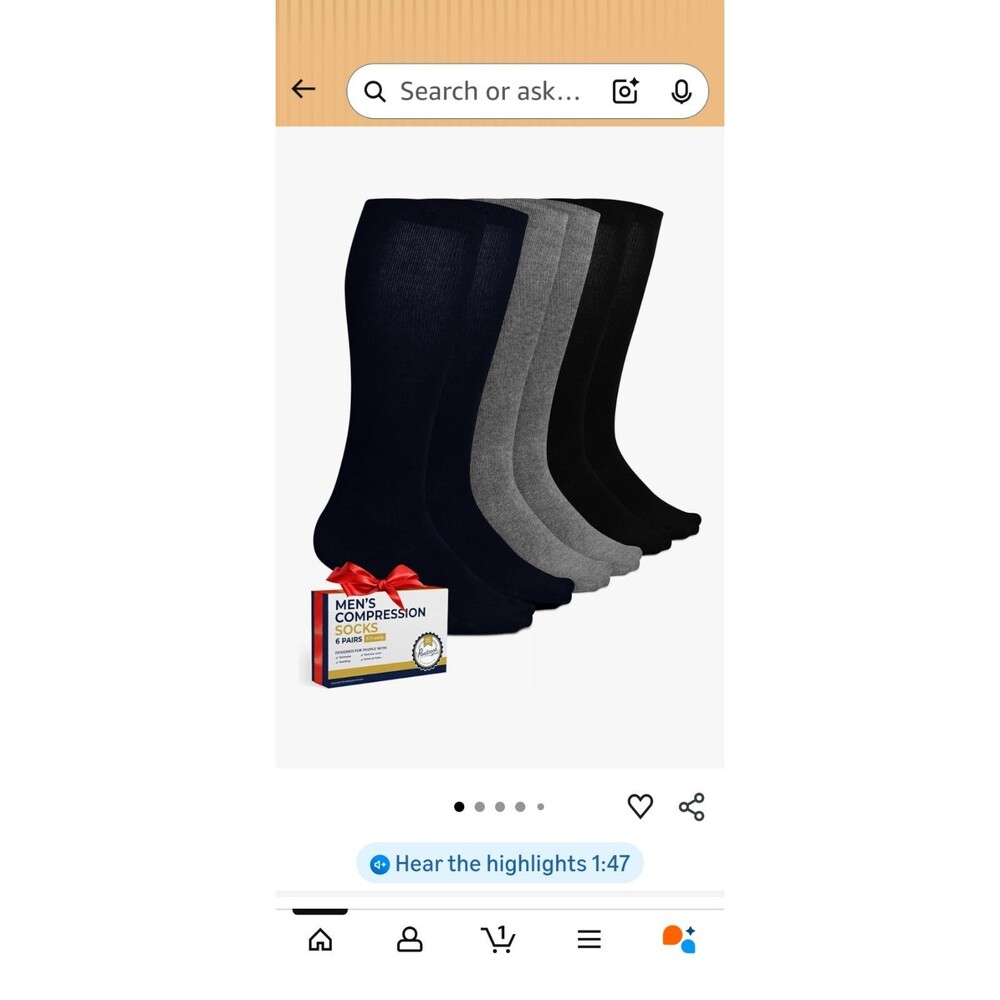 Pembroke Men's Compression Socks 6 Pack Multi Color S/M